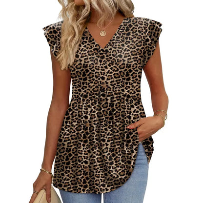 Women's Summer Babydoll Tops 2026 - V Neck Ruffle Sleeve Dressy Casual Blouses for Spring & Summer