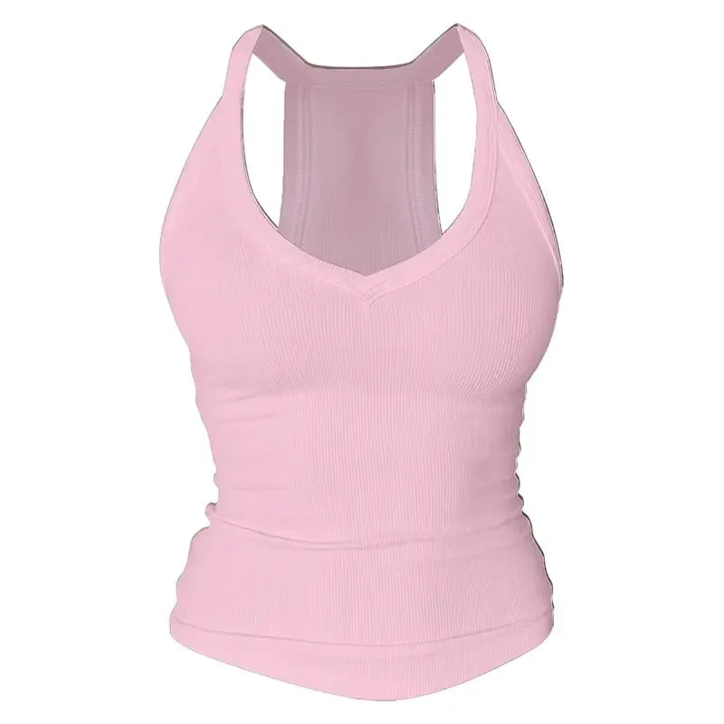 Built-in bust support, sleeveless backless slim-fit basic tank top
