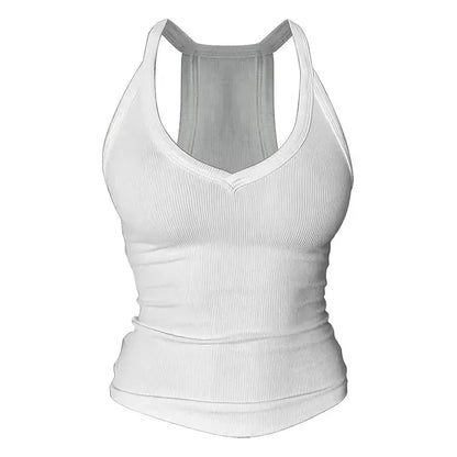 Built-in bust support, sleeveless backless slim-fit basic tank top
