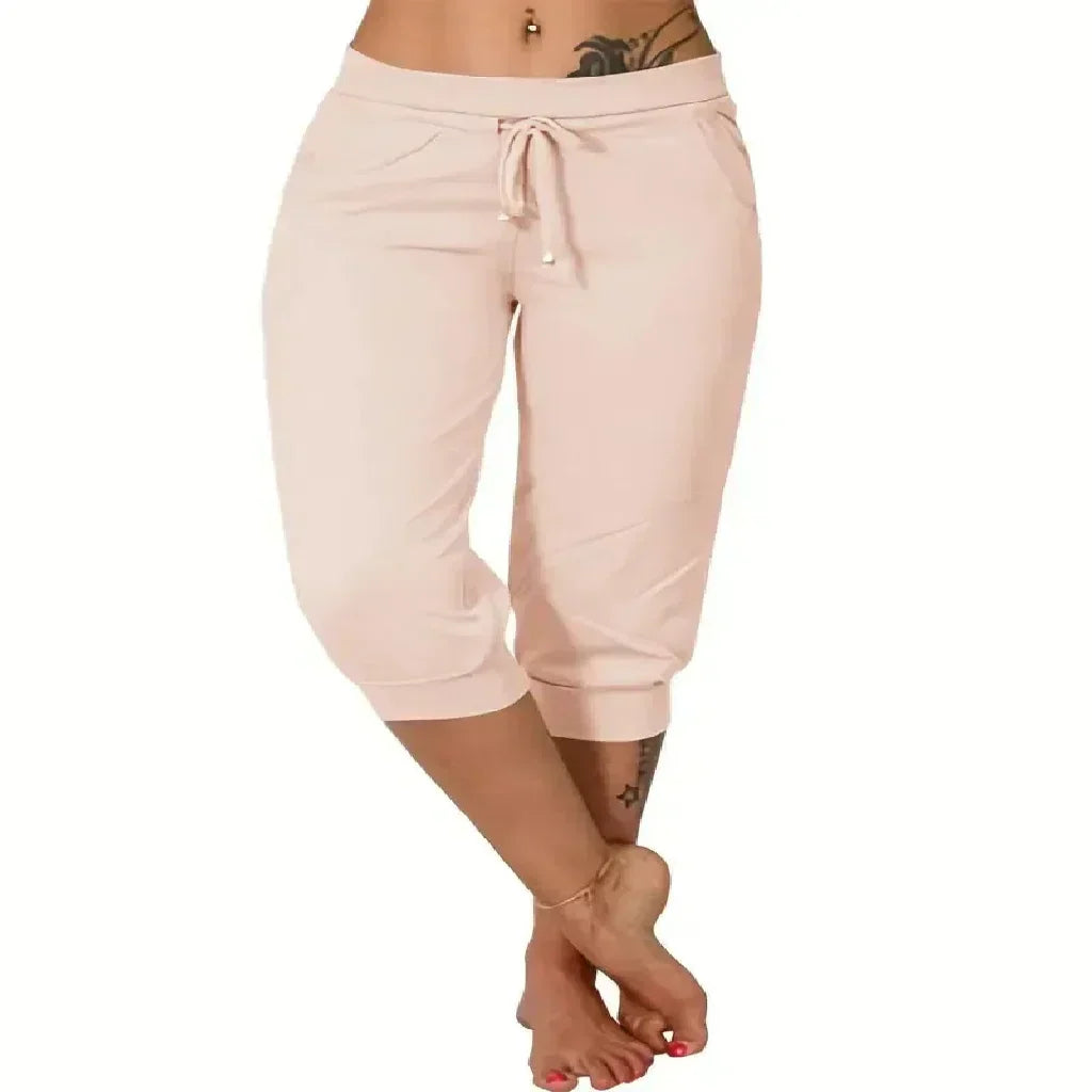 🔥Hot Summer Sale🔥Women's Drawstring Capri Pants with Pockets for Casual Comfort Wear