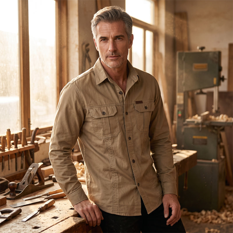 📢📢50% OFF !! ⏰Men's Long Sleeve Cotton Workwear Shirt