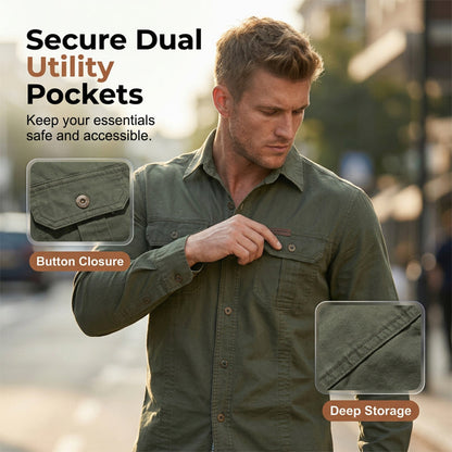📢📢50% OFF !! ⏰Men's Long Sleeve Cotton Workwear Shirt