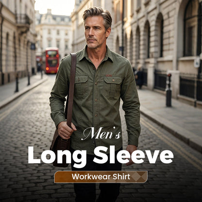 📢📢50% OFF !! ⏰Men's Long Sleeve Cotton Workwear Shirt