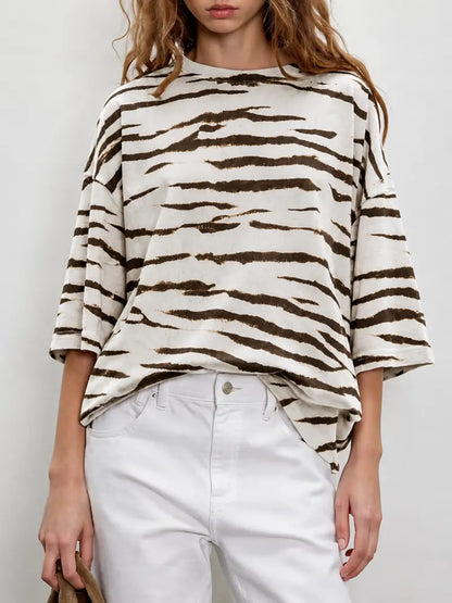 Women's Oversized Half Sleeve T-Shirt – Casual Crew Neck Loose Fit Tunic Tee, Lightweight Summer Boxy Basic Top