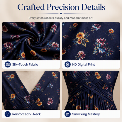 👗Women's V-Neck Floral Print Dress with Twist Waist
