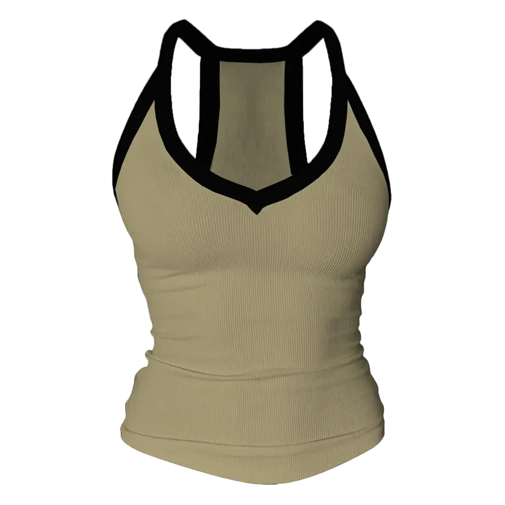 Built-in bust support, sleeveless backless slim-fit basic tank top
