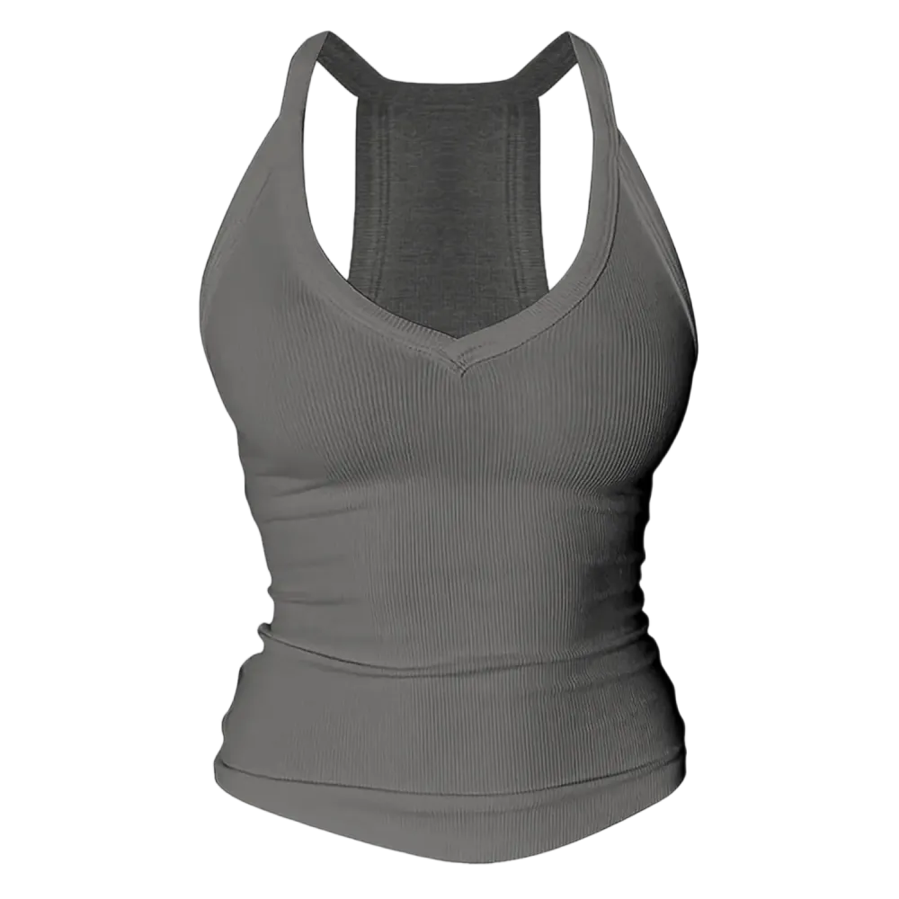 Built-in bust support, sleeveless backless slim-fit basic tank top