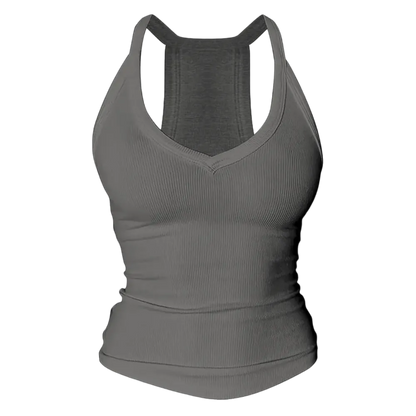 Built-in bust support, sleeveless backless slim-fit basic tank top