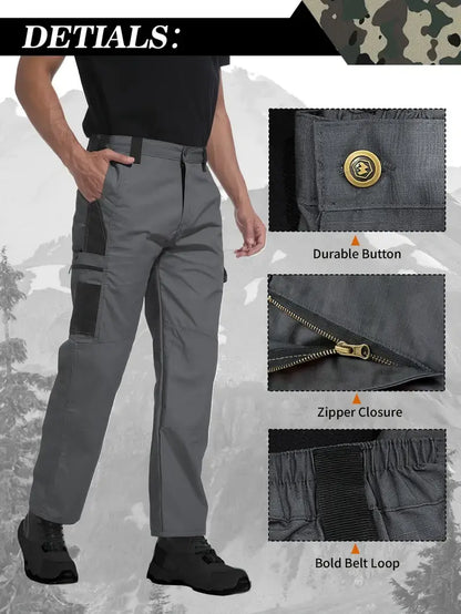 Men's Tactical Cargo Pants – Lightweight Durable Outdoor Pants with Multi-Pocket Utility Design for Work, Hiking, Fishing & Camping