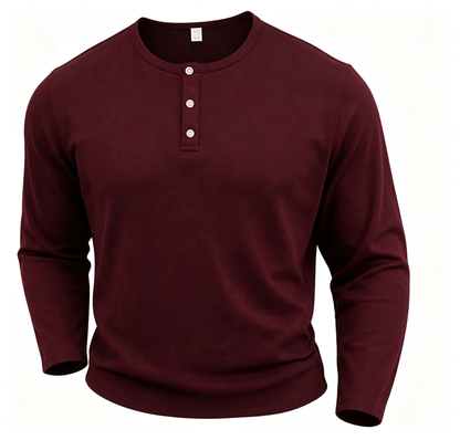 Men's Casual Henley Neck Long Sleeve Shirt