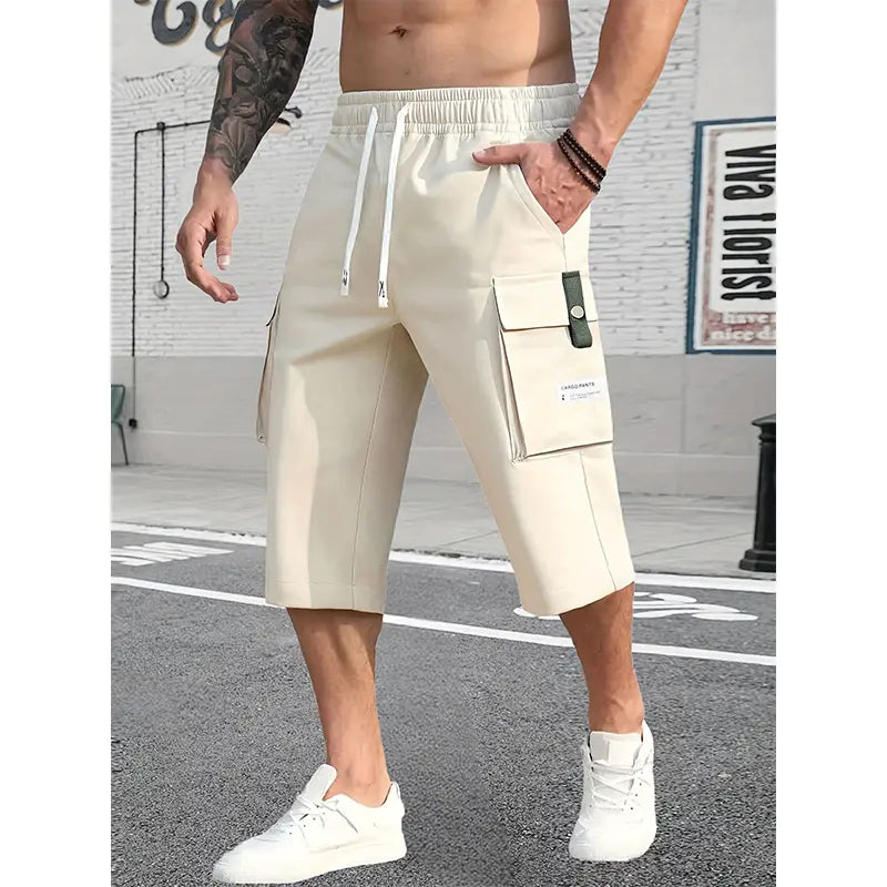 Men's Casual Cargo Shorts – Lightweight Multi-Pocket Bermuda Shorts with Elastic Drawstring Waist, Loose Fit for Work, Hiking, Travel & Everyday Wear