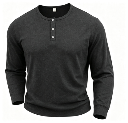 Men's Casual Henley Neck Long Sleeve Shirt