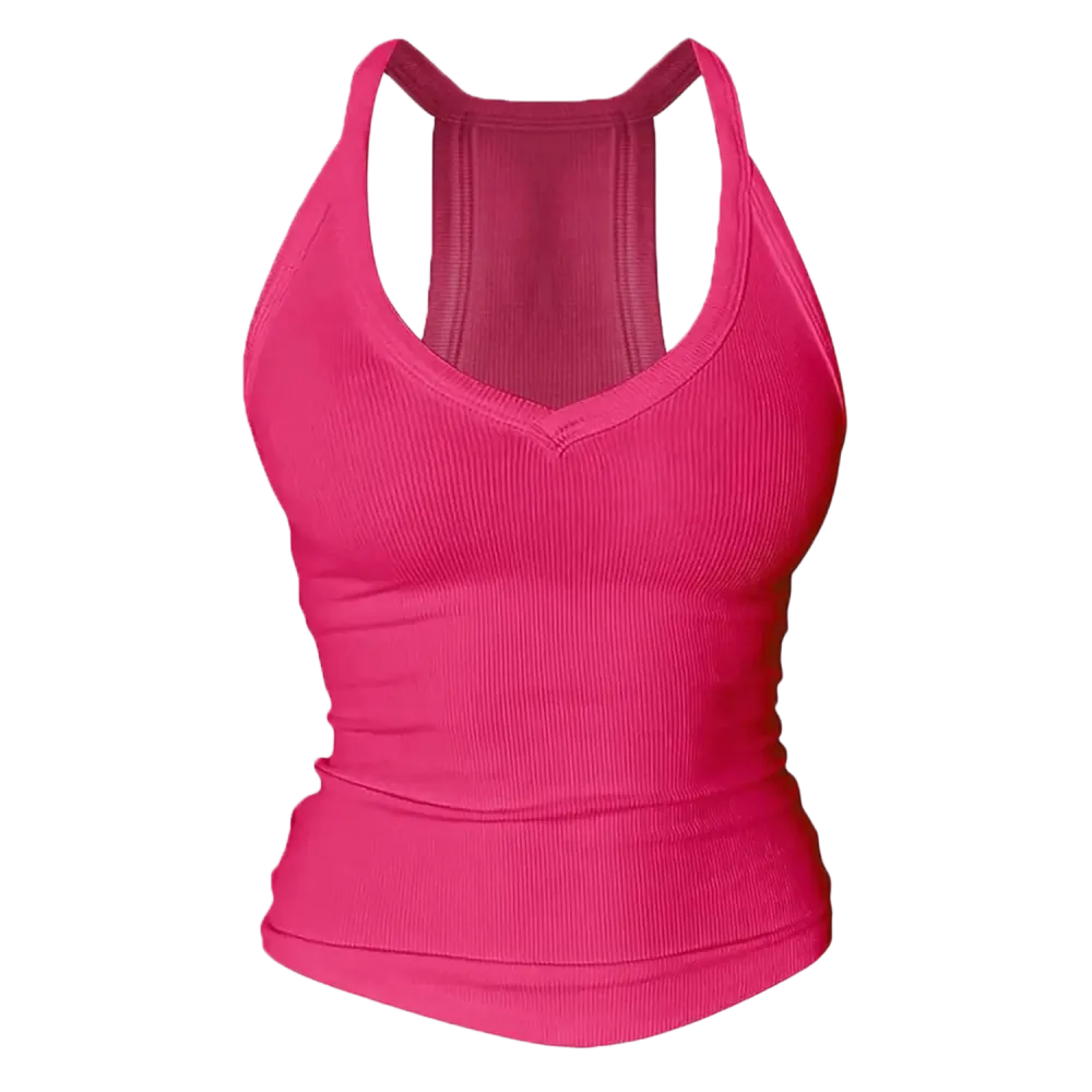 Built-in bust support, sleeveless backless slim-fit basic tank top