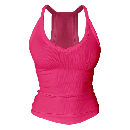 Built-in bust support, sleeveless backless slim-fit basic tank top