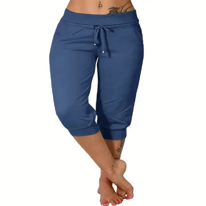 🔥Hot Summer Sale🔥Women's Drawstring Capri Pants with Pockets for Casual Comfort Wear