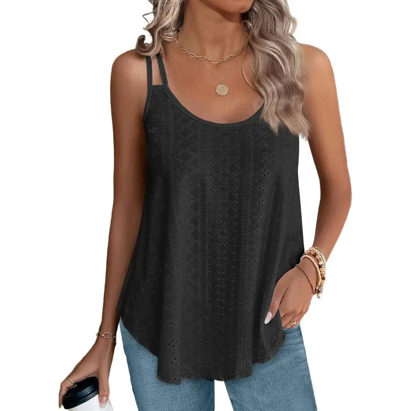 Women's Lightweight Spaghetti Strap Tank Top | Loose Fit Scoop Neck Summer Beach Cami
