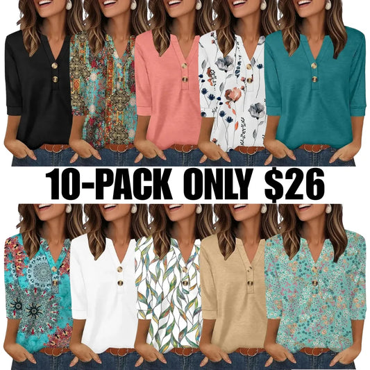Womens Tops 3/4 Sleeve Heley Shirts for Women Summer Fashion Blouses