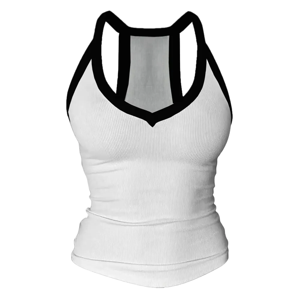 Built-in bust support, sleeveless backless slim-fit basic tank top