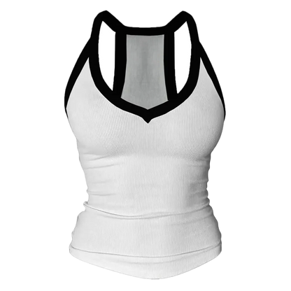 Built-in bust support, sleeveless backless slim-fit basic tank top