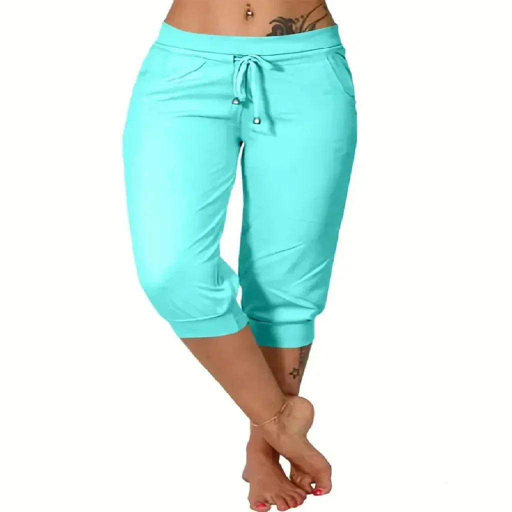 🔥Hot Summer Sale🔥Women's Drawstring Capri Pants with Pockets for Casual Comfort Wear