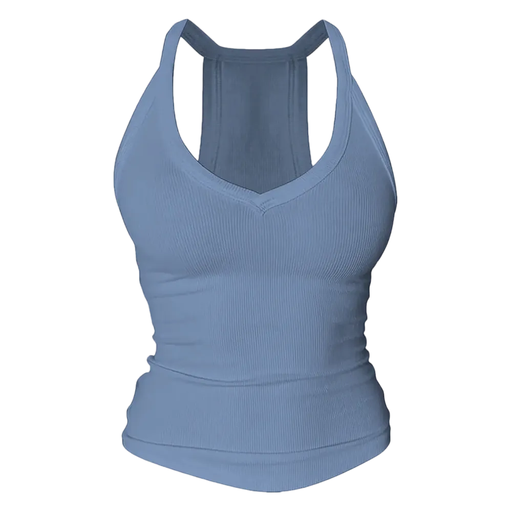 Built-in bust support, sleeveless backless slim-fit basic tank top