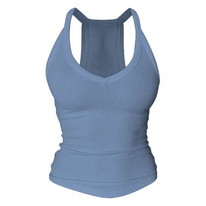Built-in bust support, sleeveless backless slim-fit basic tank top