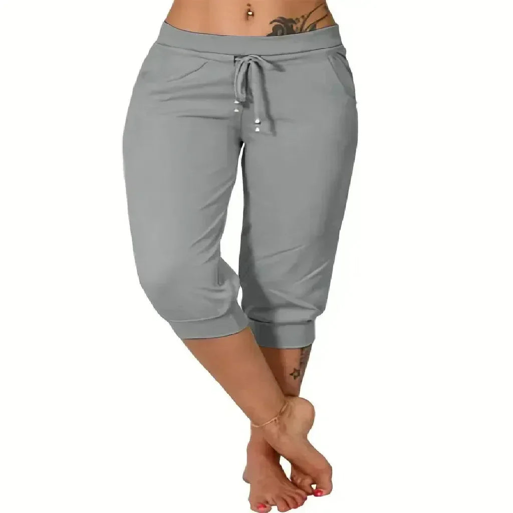🔥Hot Summer Sale🔥Women's Drawstring Capri Pants with Pockets for Casual Comfort Wear