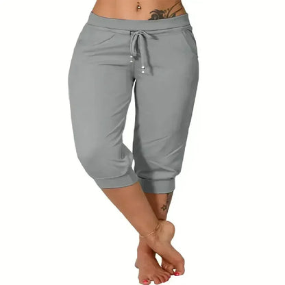 🔥Hot Summer Sale🔥Women's Drawstring Capri Pants with Pockets for Casual Comfort Wear