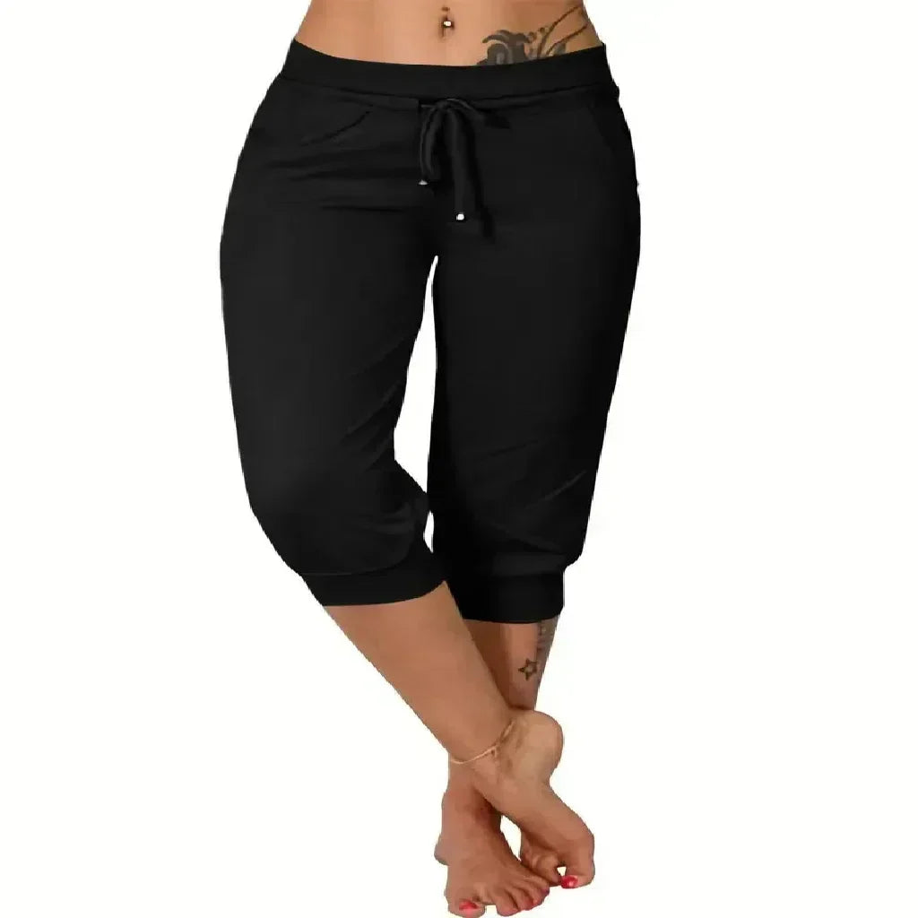 🔥Hot Summer Sale🔥Women's Drawstring Capri Pants with Pockets for Casual Comfort Wear