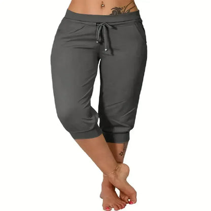 🔥Hot Summer Sale🔥Women's Drawstring Capri Pants with Pockets for Casual Comfort Wear