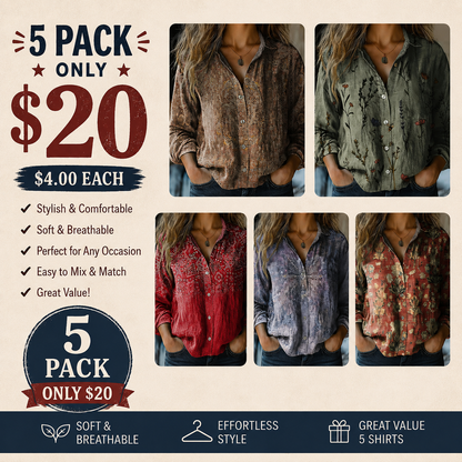 Vintage casual shirt met print voor dames