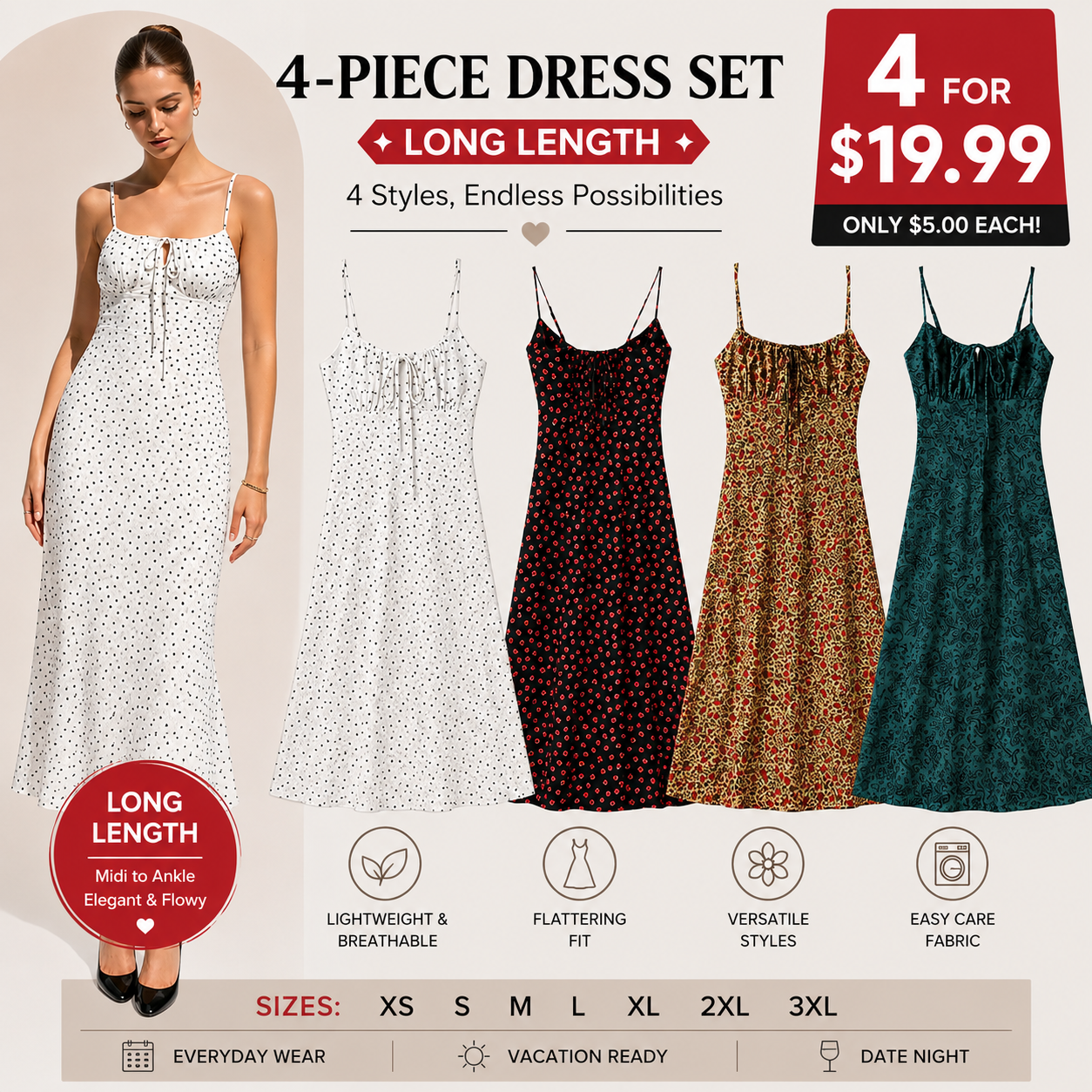 Women's Floral Slip Dress – Square Neck Spaghetti Strap Bodycon Sundress with Adjustable Straps, Tie Front, Y2K Summer Casual Dress