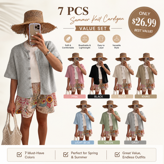 Women's Short Sleeve Knit Cardigan - Crew Neck Button Down Lightweight Ribbed Summer Layering Top