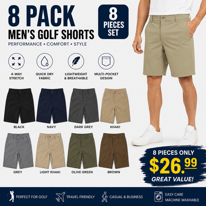 Men's 9" Golf Shorts Quick-Dry Stretch Lightweight Casual Work Shorts with 3 Pockets