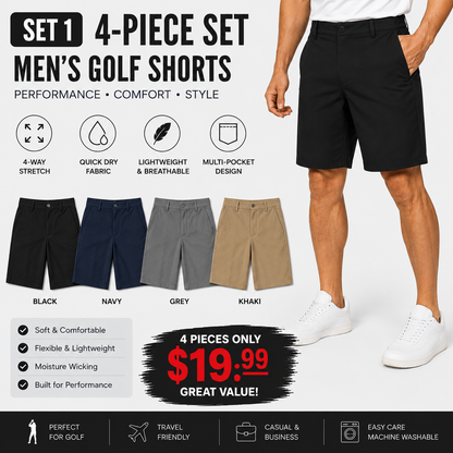 Men's 9" Golf Shorts Quick-Dry Stretch Lightweight Casual Work Shorts with 3 Pockets