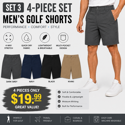 Men's 9" Golf Shorts Quick-Dry Stretch Lightweight Casual Work Shorts with 3 Pockets