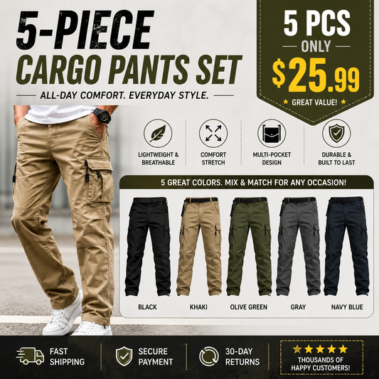 Men's Tactical Cargo Pants – Lightweight Durable Outdoor Pants with Multi-Pocket Utility Design for Work, Hiking, Fishing & Camping