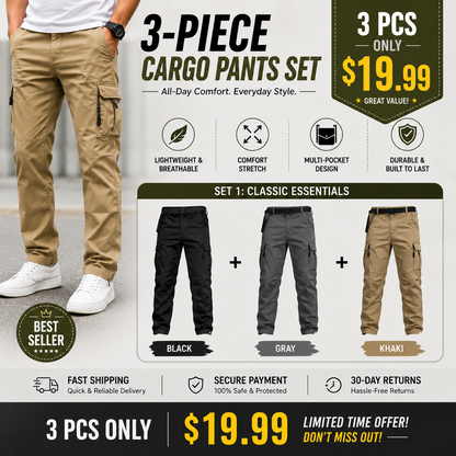 Men's Tactical Cargo Pants – Lightweight Durable Outdoor Pants with Multi-Pocket Utility Design for Work, Hiking, Fishing & Camping
