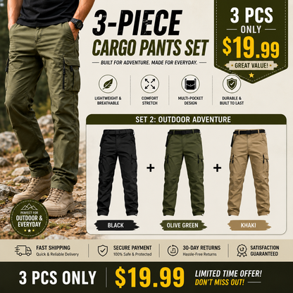 Men's Tactical Cargo Pants – Lightweight Durable Outdoor Pants with Multi-Pocket Utility Design for Work, Hiking, Fishing & Camping