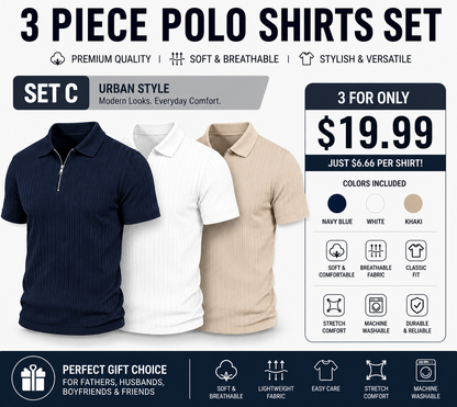 8.1K+ SOLD! |Men's Ribbed Knit 1/4 Zip Polo Shirt – Short Sleeve Casual Golf Sweater Polo for Business Casual, Travel & Everyday Wear
