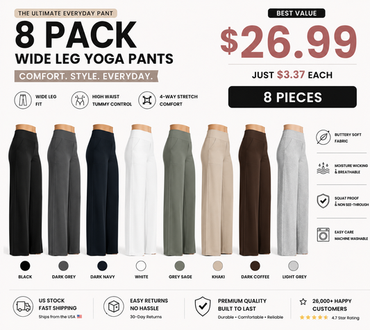 Women's High-Waisted Wide-Leg Pants with Pockets – Soft Stretch Business Casual Yoga Pants
