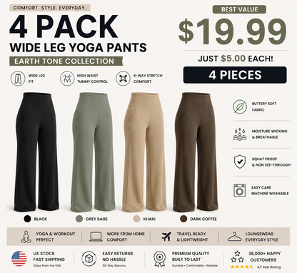 Women's High-Waisted Wide-Leg Pants with Pockets – Soft Stretch Business Casual Yoga Pants