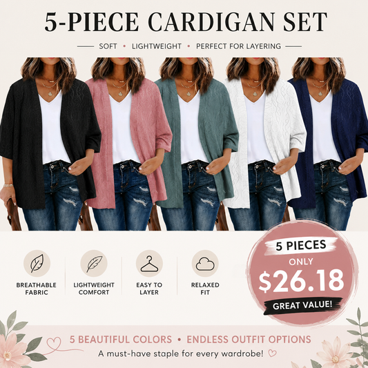 Women's Lightweight Crochet Kimono Cardigan – Open Front Half Sleeve Summer Beach Cover Up