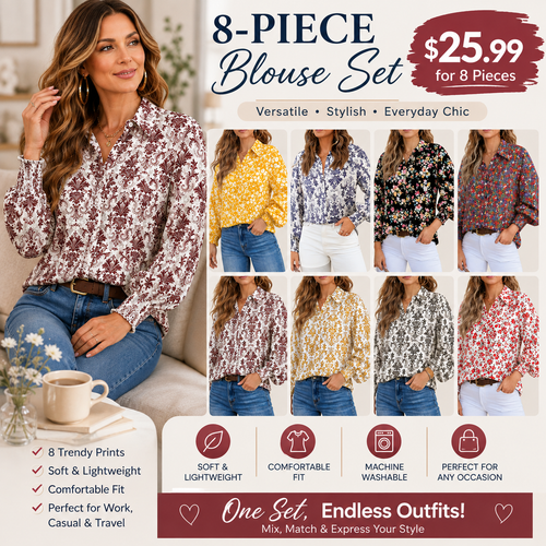 Women's Floral Chiffon Button Down Blouse – V Neck Long Sleeve Casual Boho Shirt