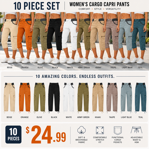 Women's High-Waist Cargo Capri Pants
