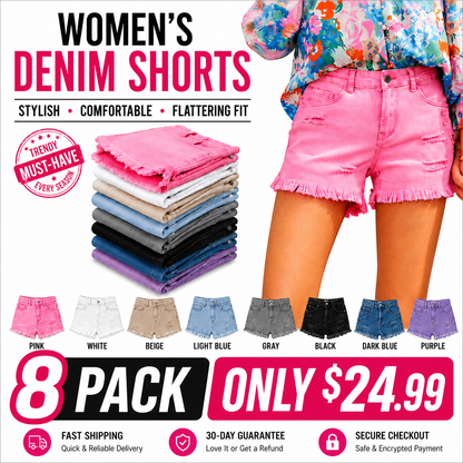 Women's Casual Mid Rise Denim Shorts