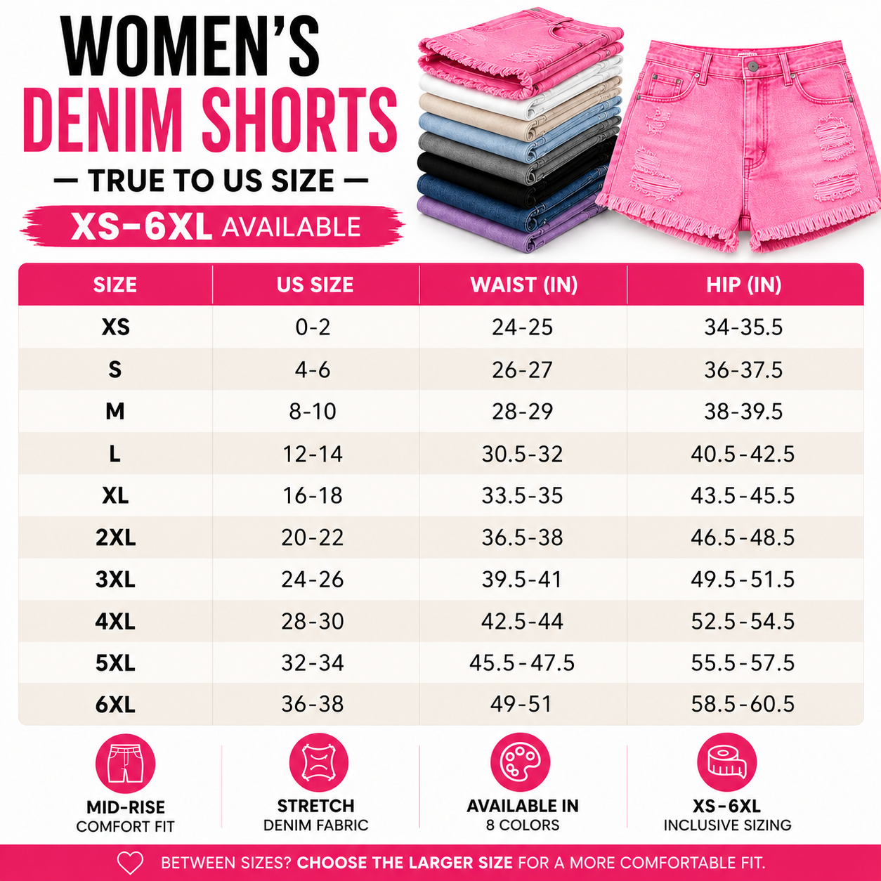 Women's Casual Mid Rise Denim Shorts