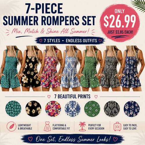 Women's Floral Smocked Romper with Pockets – Casual Sleeveless Summer One Piece Jumpsuit