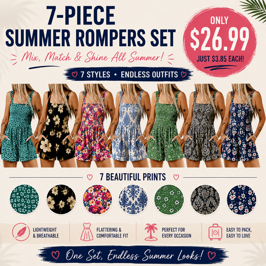 Women's Floral Smocked Romper with Pockets – Casual Sleeveless Summer One Piece Jumpsuit