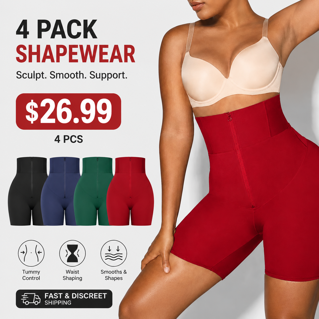 Women's High Waist Tummy Control Shaping Shorts | Butt Lift Workout Biker Shorts